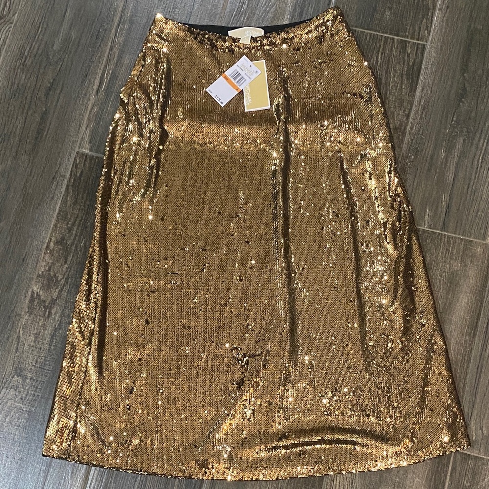 Michael Kors Gold Sequin Women's Skirt